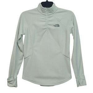The North Face TKA 100 Fleece 1/4-Zip Pullover XS Mint Green EUC Ruched Zip